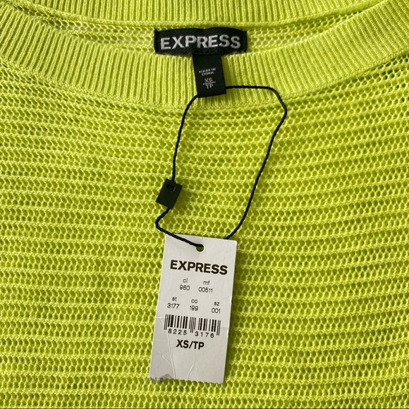 Express Mesh Neon Yellow Lime Dolman Summer Sweater 3/4 Sleeve - Picture 7 of 7